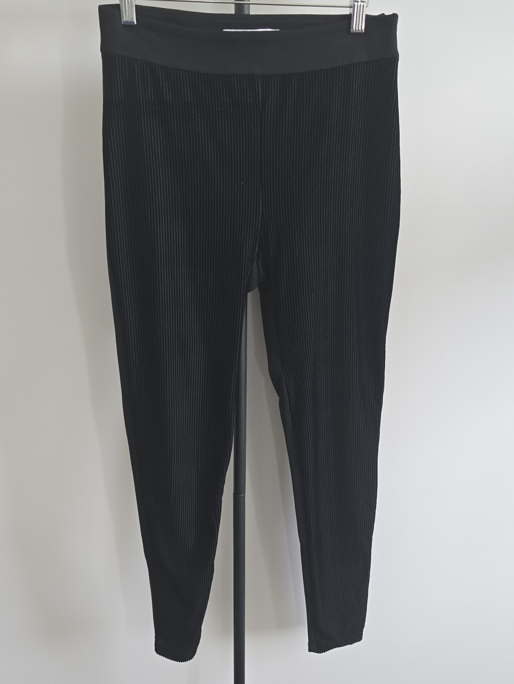 Anne Fontaine Black Ribbed High-Waist Leggings